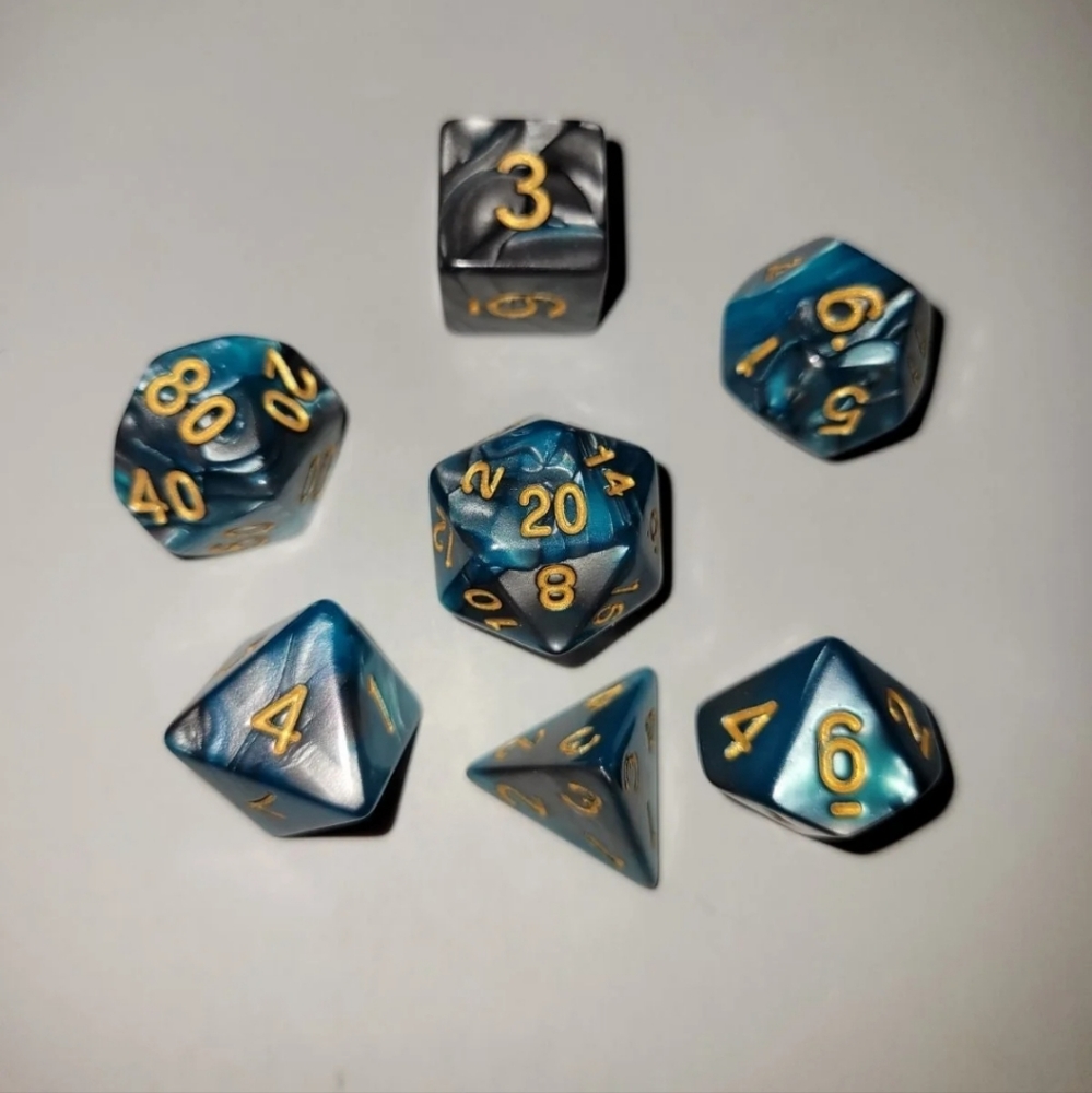 Gray and Blue Dice Set